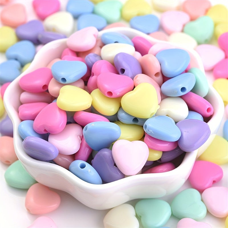 50pcs 12x11mm Heart-Shaped Acrylic Beads