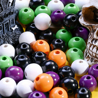 16mm Halloween Wooden Round Spacer Beads
