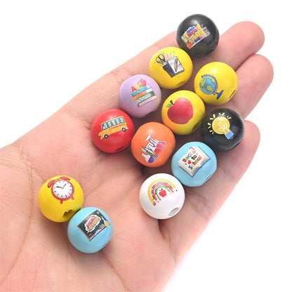 50/100pcs 16mm Colorful Round Punch Wooden Beads