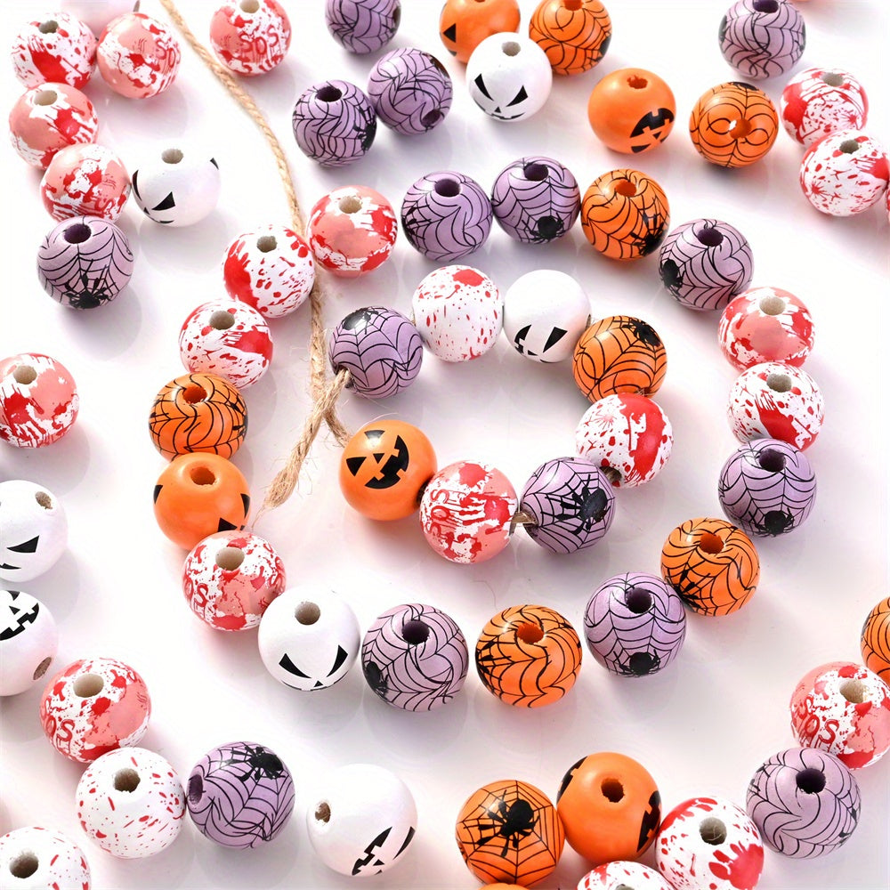 Halloween Wooden Pattern Beads