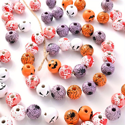 Halloween Wooden Pattern Beads