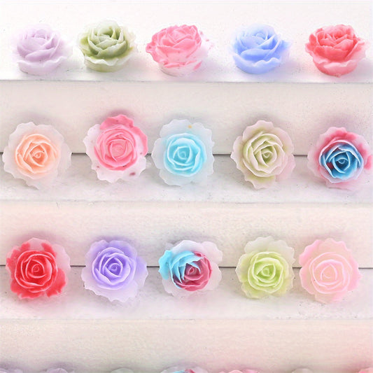 50pcs Hand-Carved Rose & Camellia Flower Beads