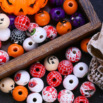 16mm Halloween Printed Wooden Beads