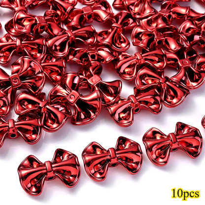 23 × 31mm 3D Christmas Bow Acrylic Spacer Beads, 10pcs