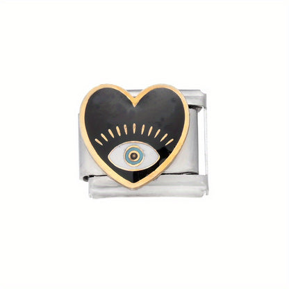 1pc 9x10mm Stainless Steel Evil Eye Module Charm Bead