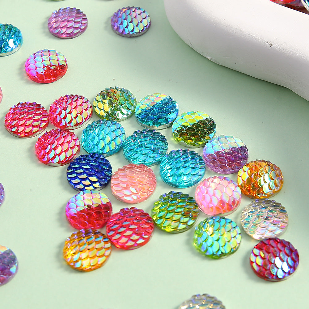 AB Gradient Mermaid Scale Flatback Beads