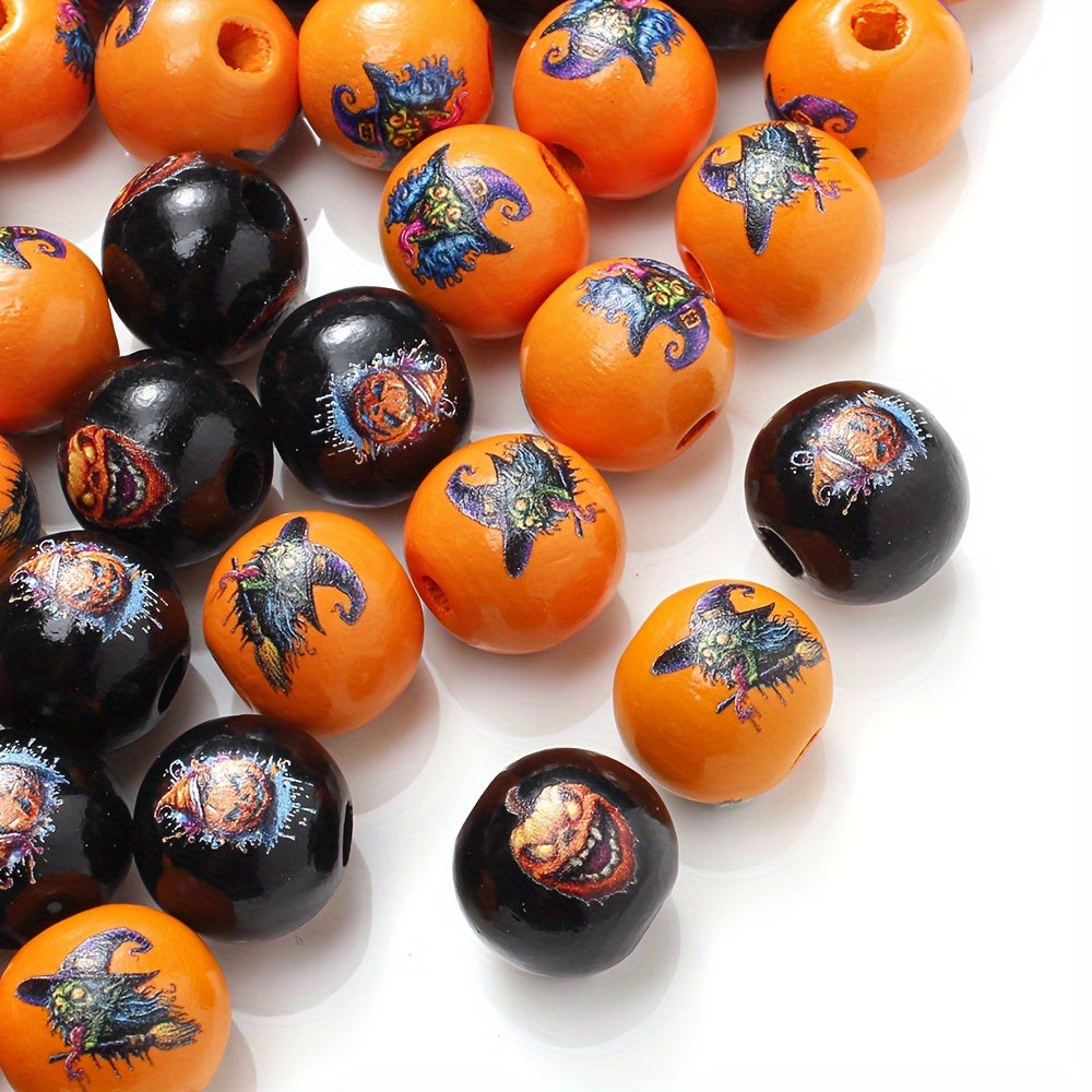 Halloween Wood Round Spacer Beads