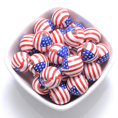 10pcs 16mm American Design Wooden Beads