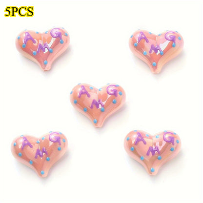5pcs/set 17x22mm Sweet Heart Acrylic Beads