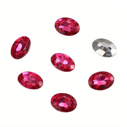10x14mm Sparkling Oval Acrylic Rhinestone Beads