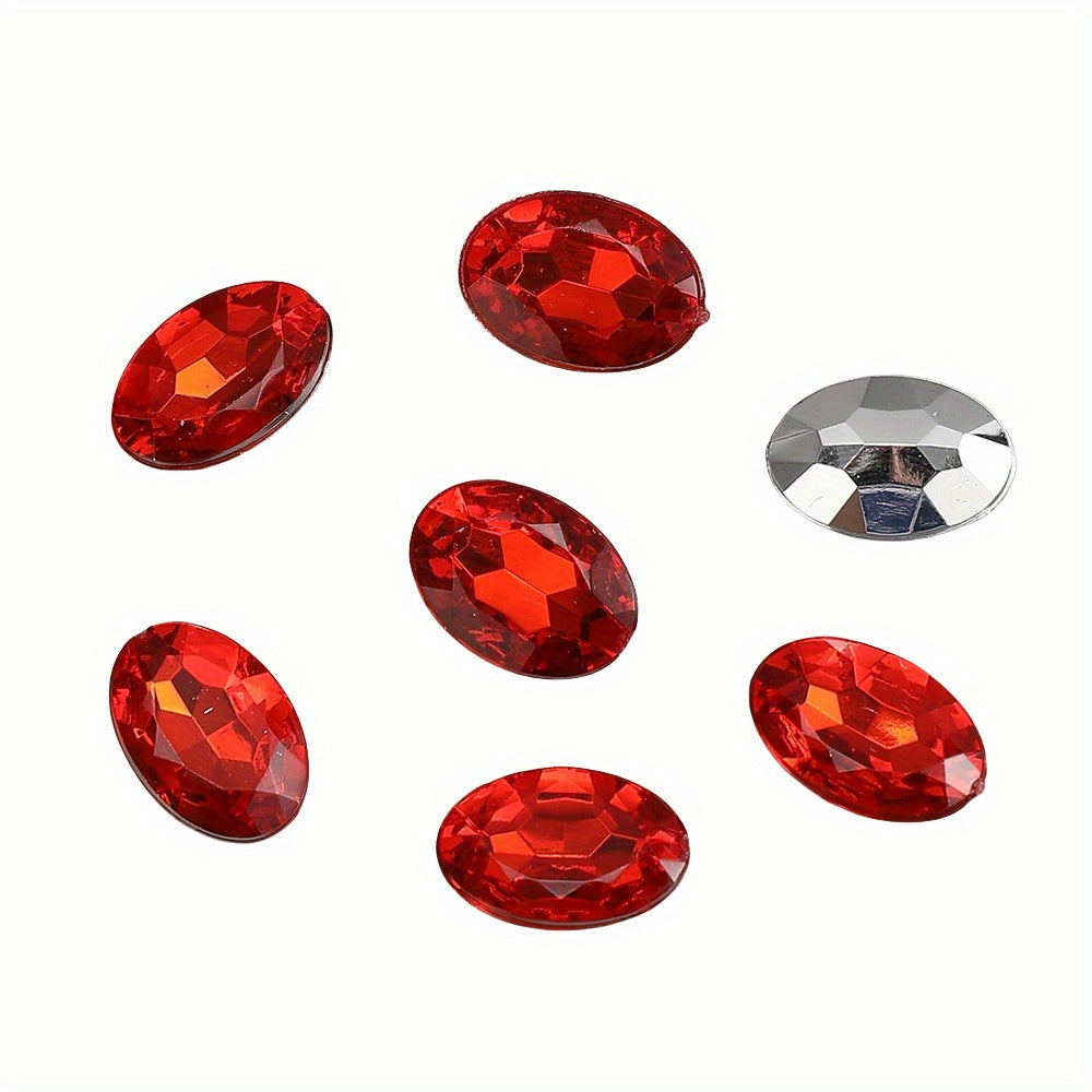 10x14mm Sparkling Oval Acrylic Rhinestone Beads
