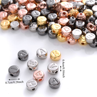 100pcs Silvery Golden Mixed Color Letter Acrylic Beads