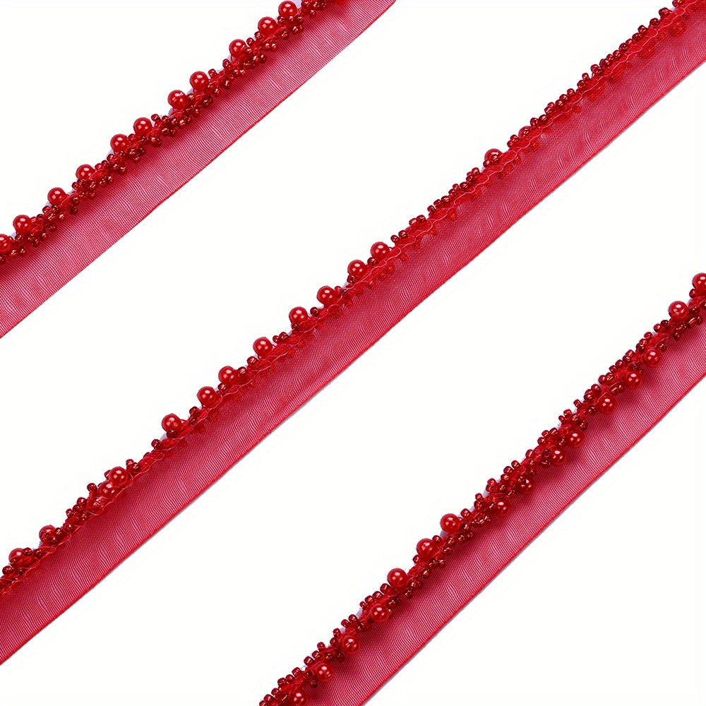 85cm 2cm Shiny Tiny Beads Lace Trim Ribbon