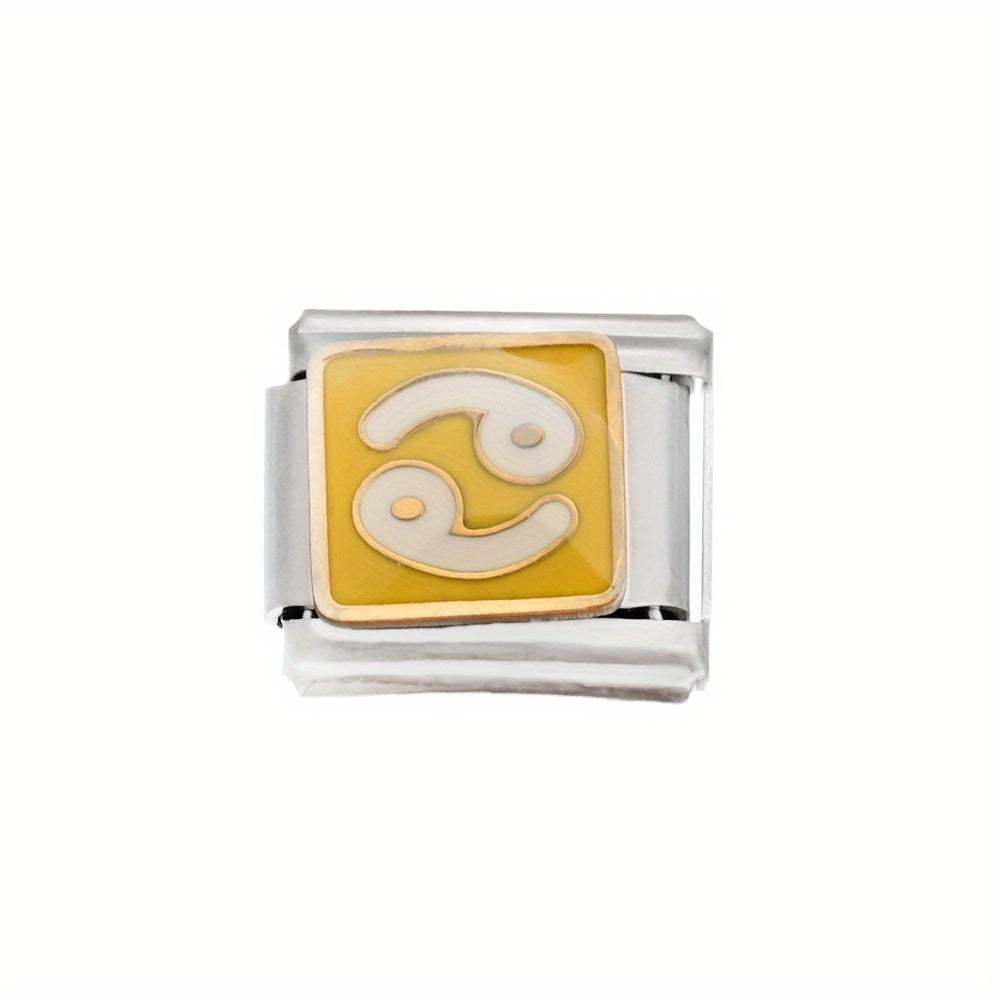 1pc 9x10mm Stainless Steel Zodiac Sign Module Bead