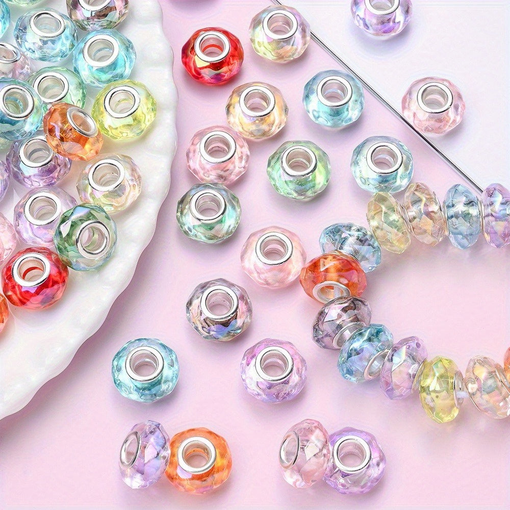 European Large Hole Acrylic Faceted Beads