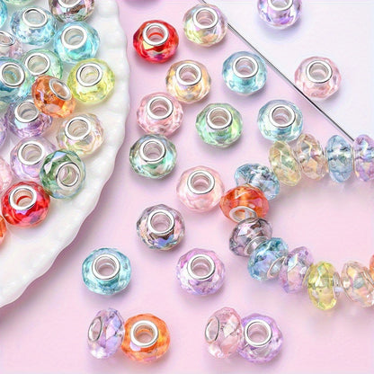 European Large Hole Acrylic Faceted Beads