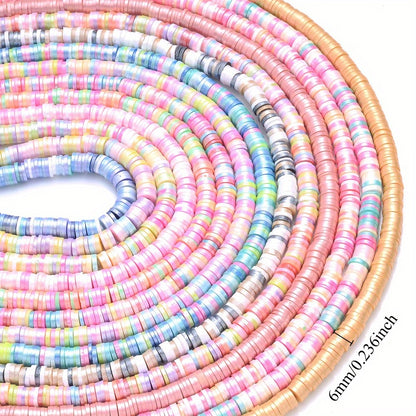 1 Strand 6mm AB Shiny Heishi Clay Beads