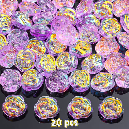 14x13mm Iridescent Rose Glass Beads