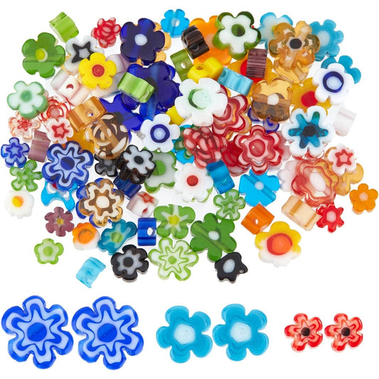 Small Flower Lampwork Glass Beads