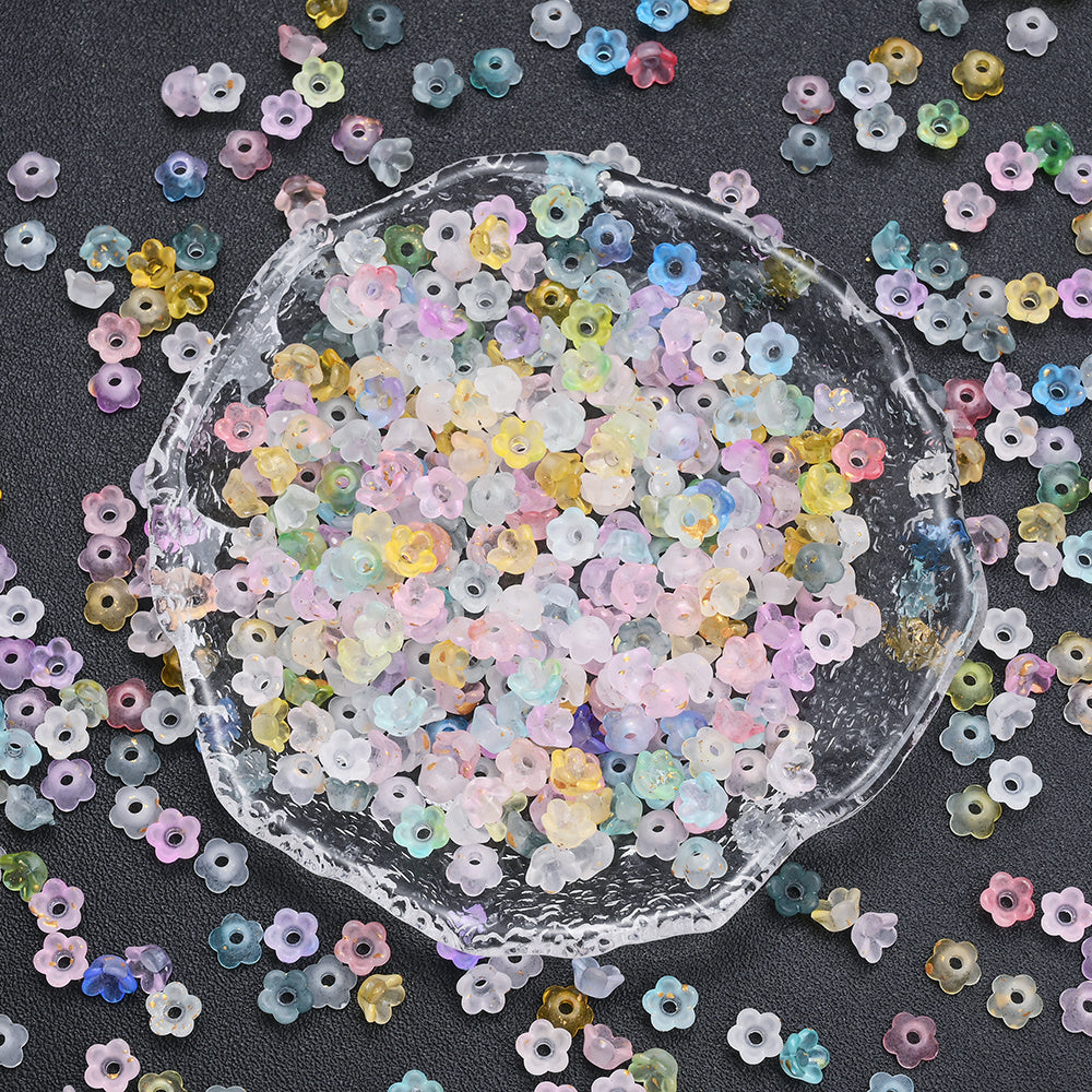 500pcs 3x6mm Lily of the Valley Acrylic Flower Cap Beads