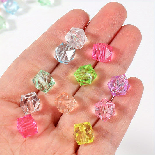 50pcs 10mm Transparent Diamond Square Acrylic Beads