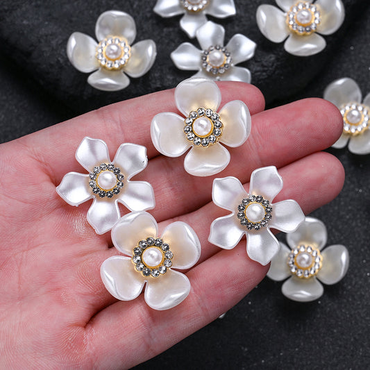 20pcs/set Flower Charm Beads with Artificial Pearl and Rhinestone