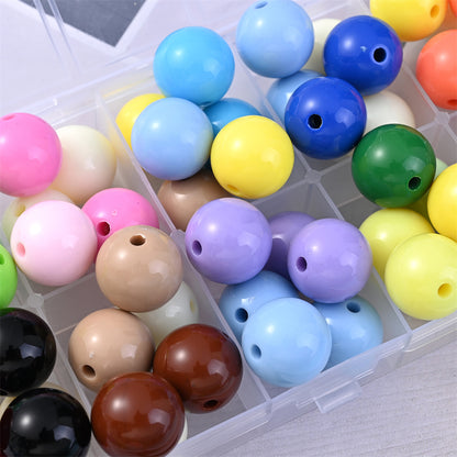 50pcs 16mm Dark Mixed Color Acrylic Round Beads
