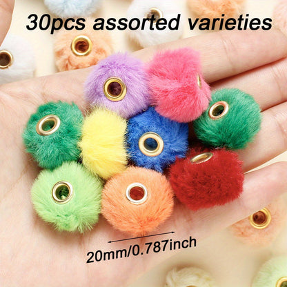 20mm Faux Rabbit Fur Plush Beads