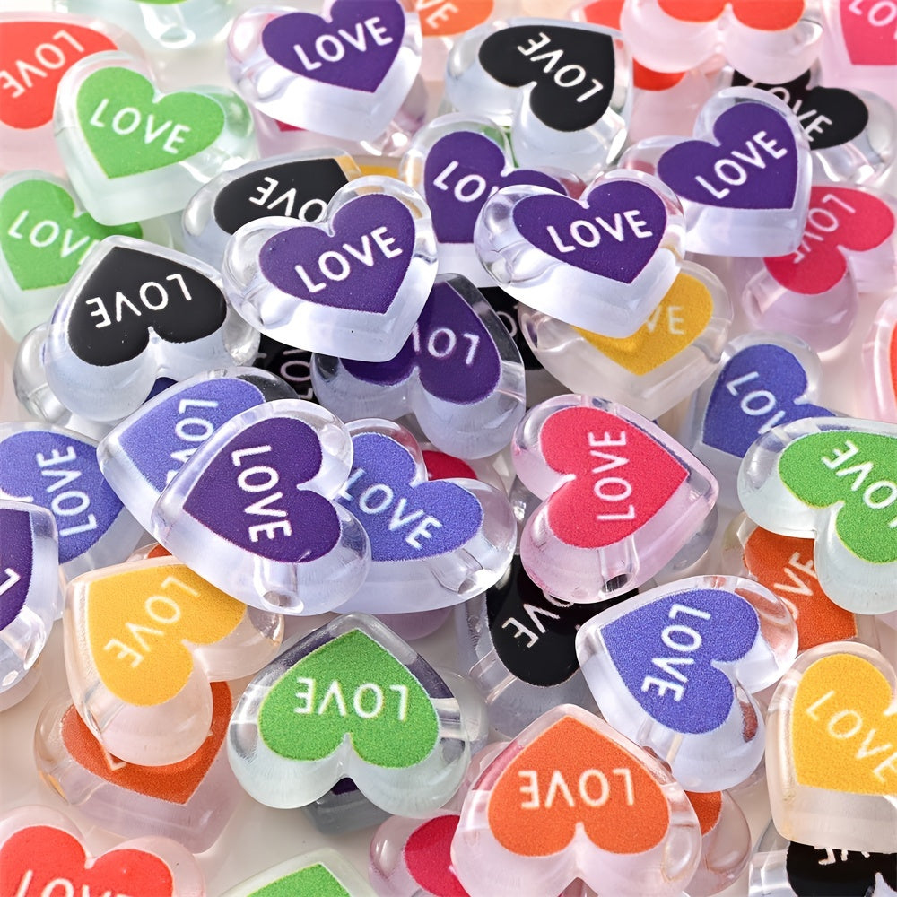 Colorful Heart Acrylic Letter Beads