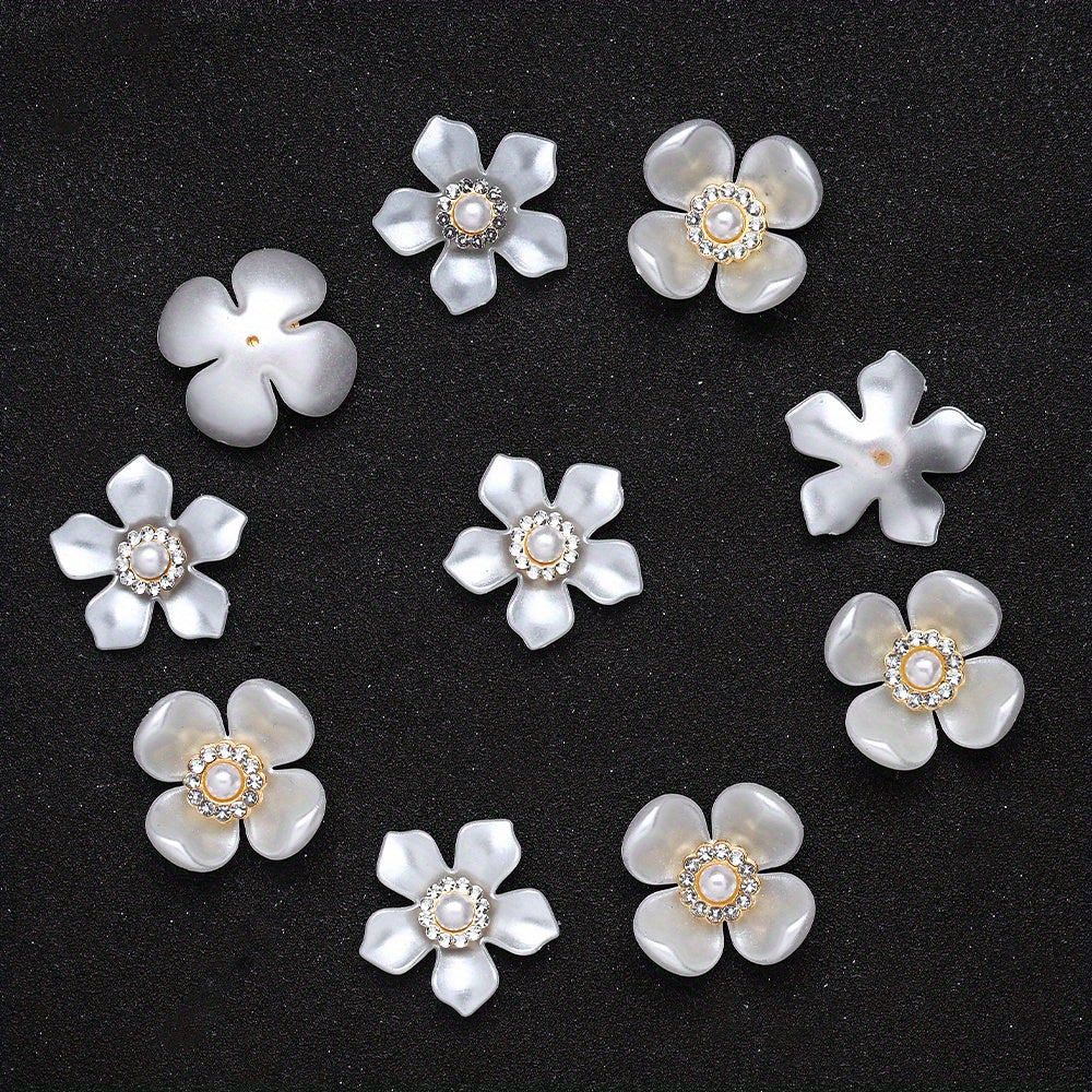 20pcs/set Flower Charm Beads with Artificial Pearl and Rhinestone