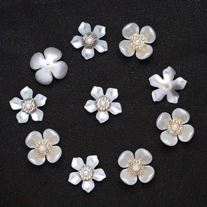 20pcs/set Flower Charm Beads with Artificial Pearl and Rhinestone