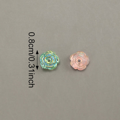 50pcs 8mm Glow-in-the-Dark Flower Rose Acrylic Beads