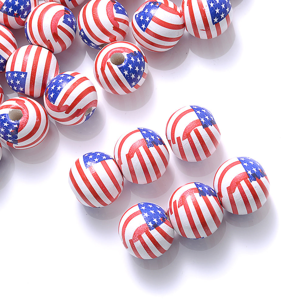 10pcs 16mm American Design Wooden Beads