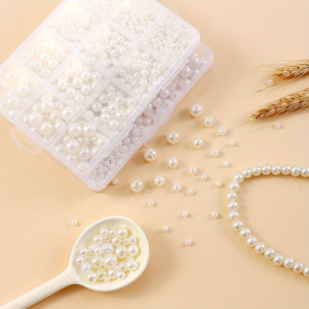 1100pcs 4/6/8/10mm Acrylic Faux Pearl Beads Kit
