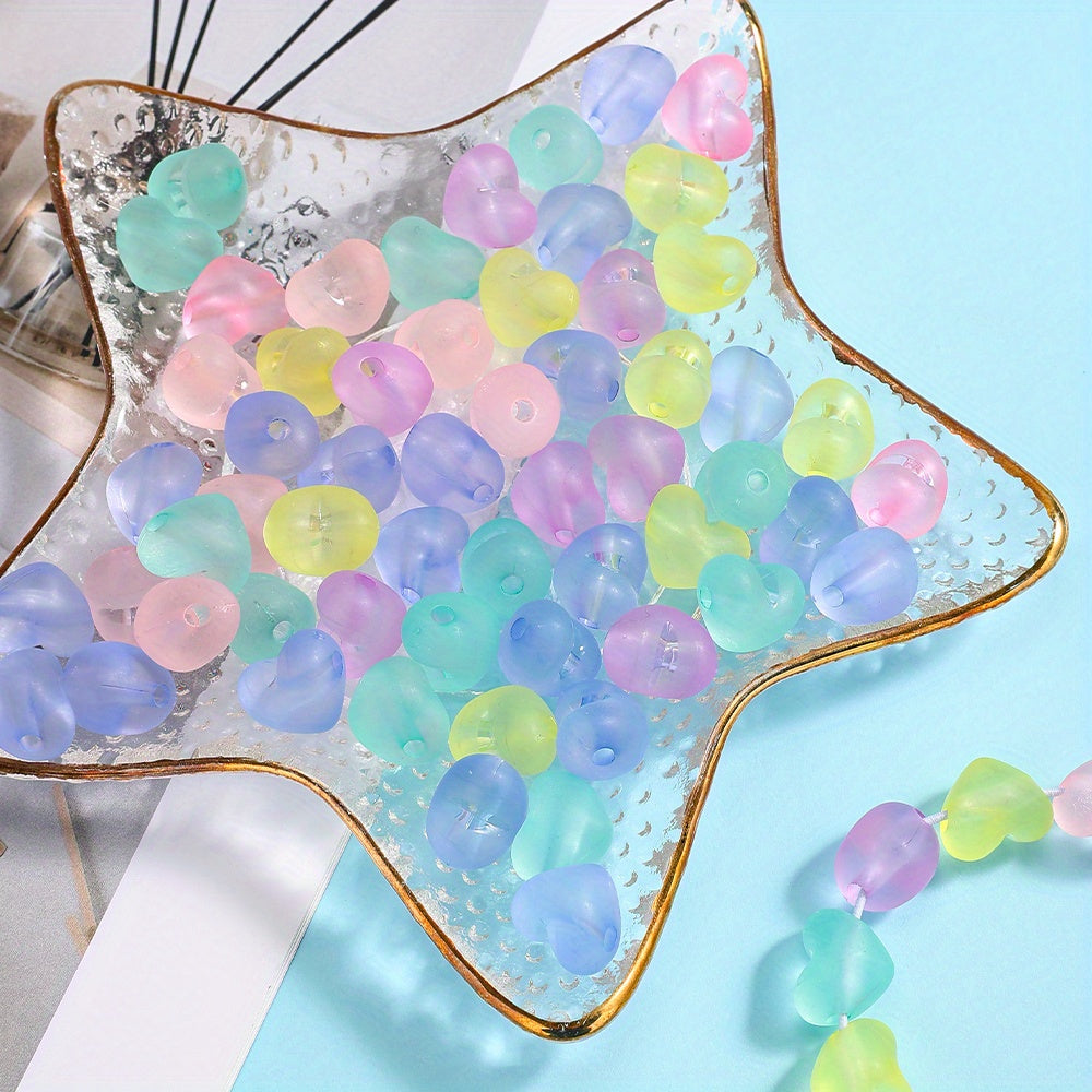 30pcs 15x13mm Frosted Round Heart Acrylic Beads