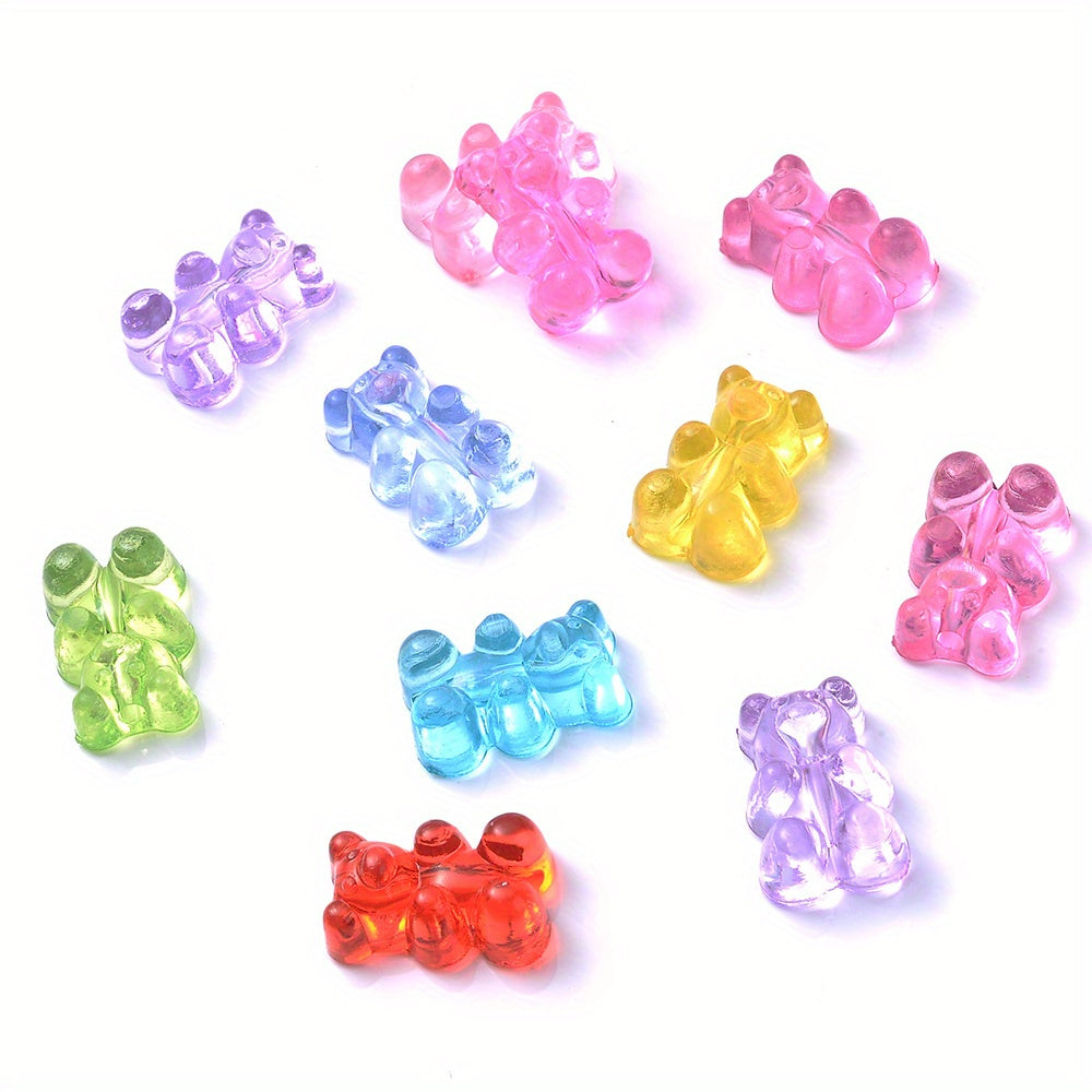 200pcs 11x16mm Transparent Mix Color Bear Acrylic Beads