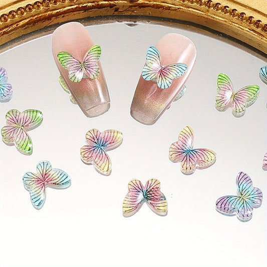 30/50pcs 9x11mm Glitter Resin Butterfly Charms