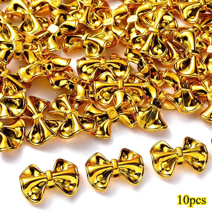 23 × 31mm 3D Christmas Bow Acrylic Spacer Beads, 10pcs