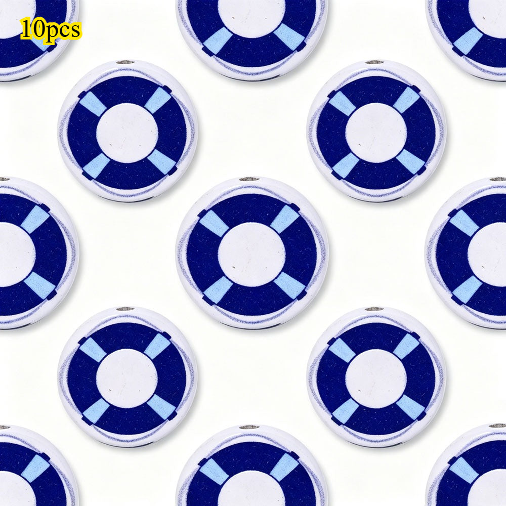 Marine-Themed Wooden Beads