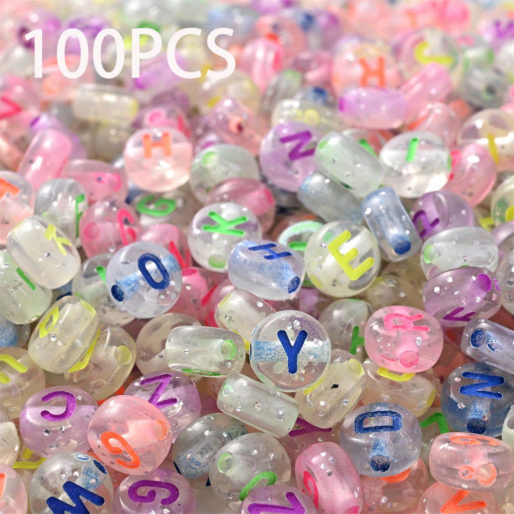 100pcs Mix Color Acrylic Oblate Beads