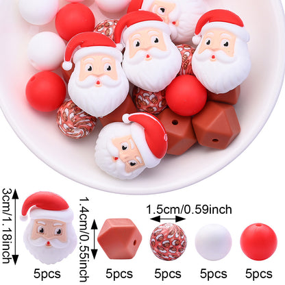 Christmas Silicone Focal Bead Set, 25pcs