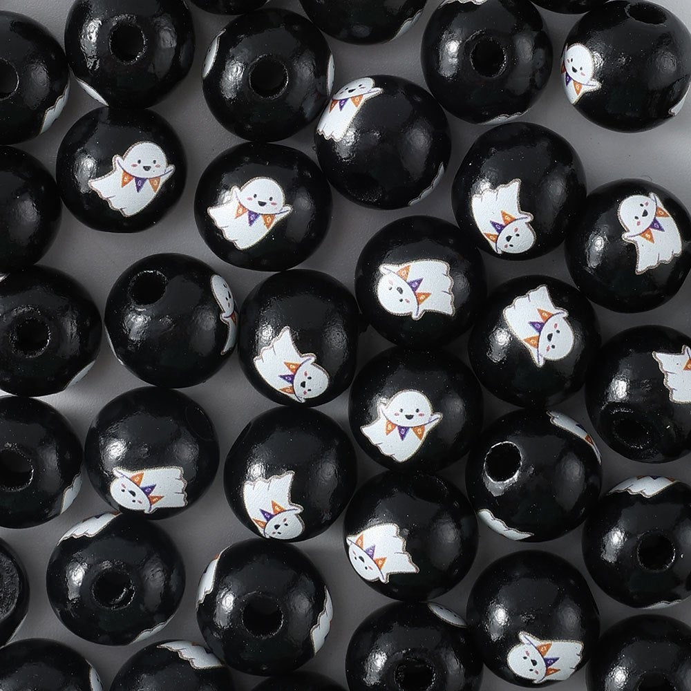 Halloween Wooden Round Beads