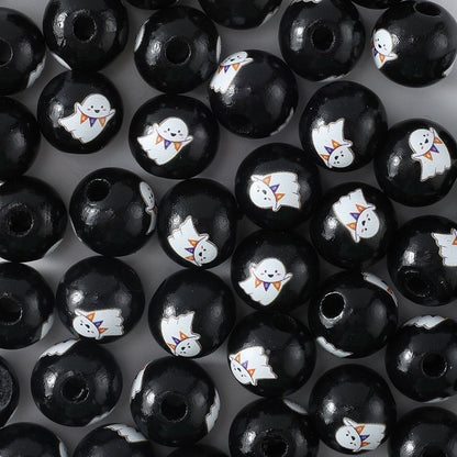 Halloween Wooden Round Beads