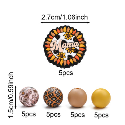 25/30pcs Mother's Day Sunflower Silicone Bead Set