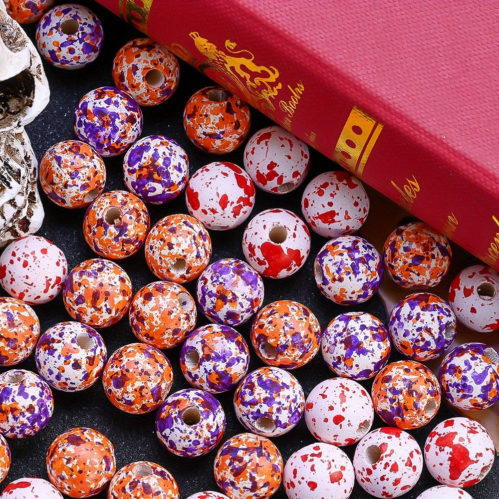 Halloween Blood Splatter Wooden Beads