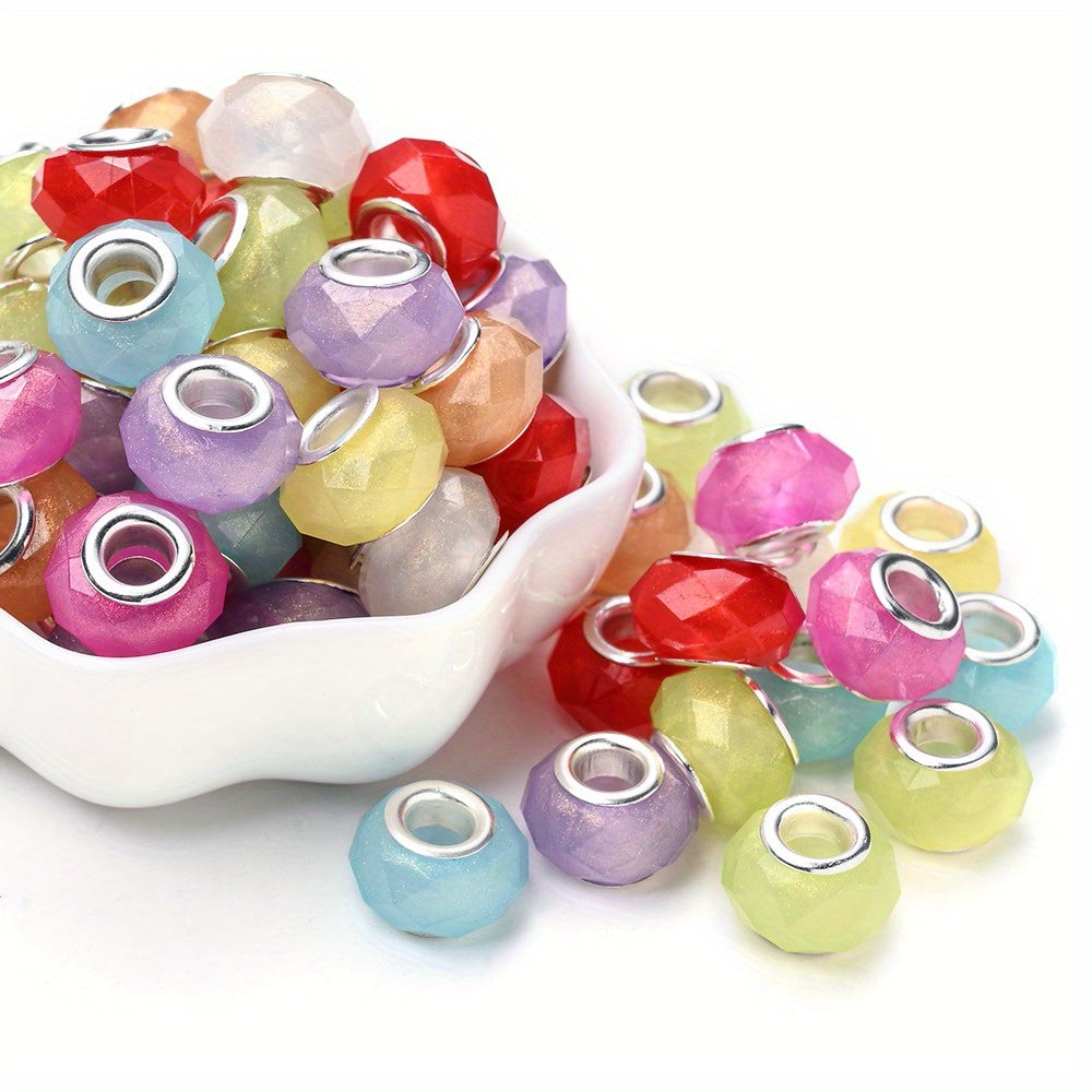 European Large Hole Faceted Acrylic Beads