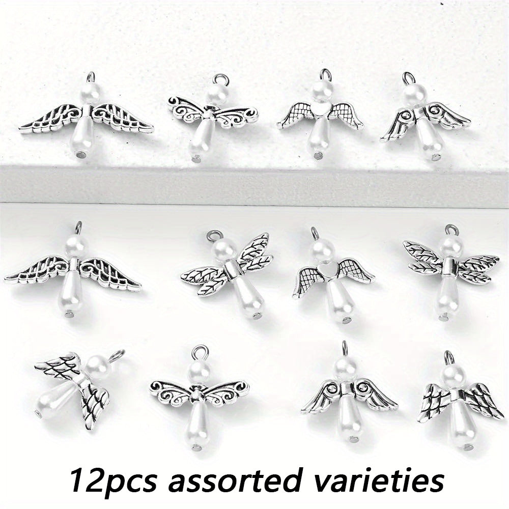 12pcs Mixed Angel Wing Pendant Charms