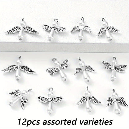 12pcs Mixed Angel Wing Pendant Charms