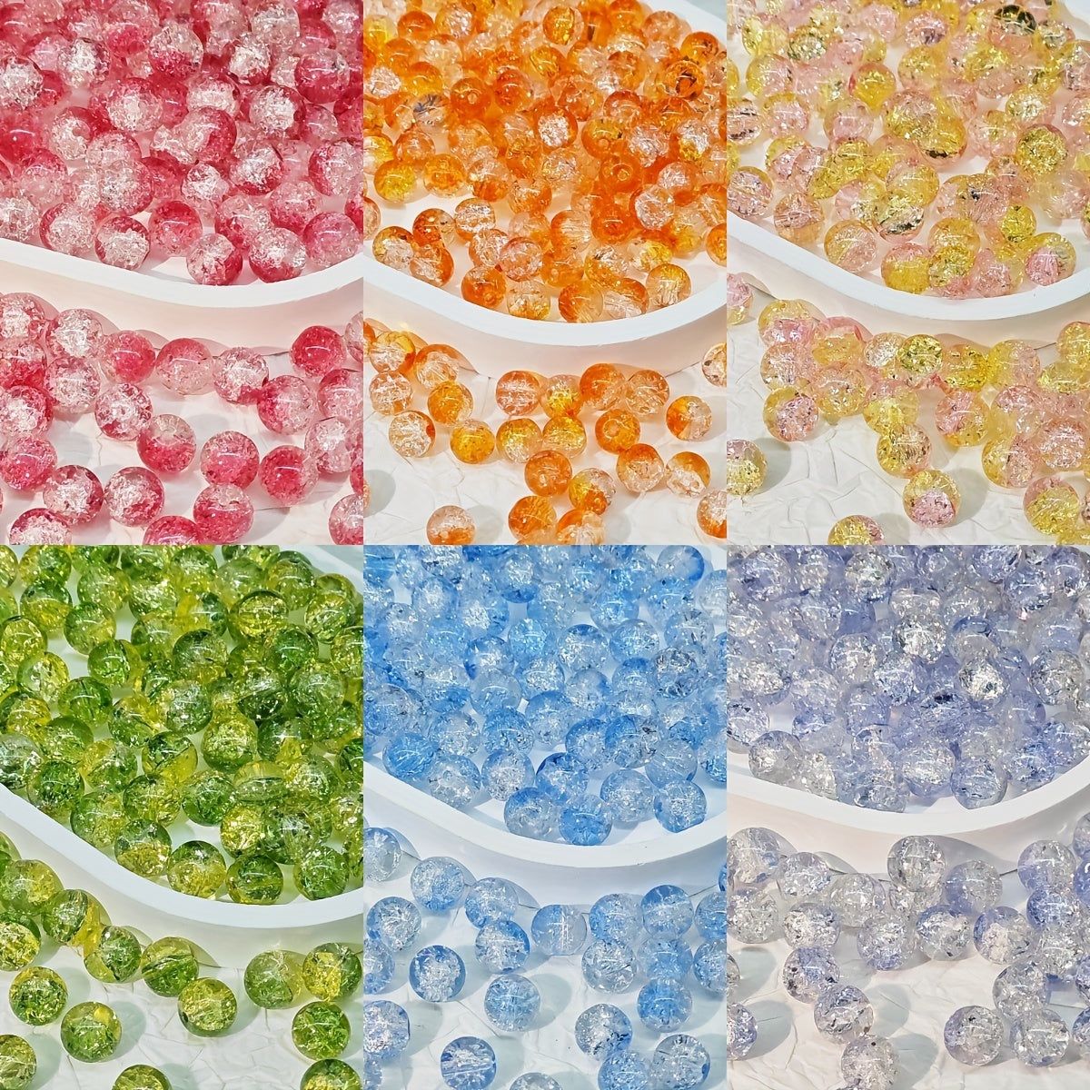 Cracked Glass Round Gradient Spacer Beads