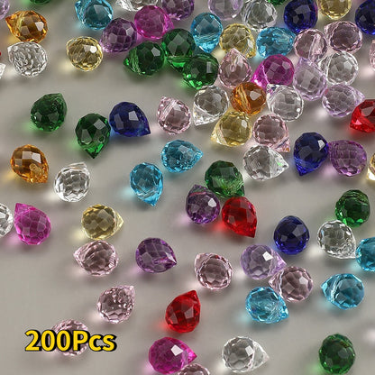 40/80/200pcs 8x10mm Multi-Faceted Transparent Glass Beads